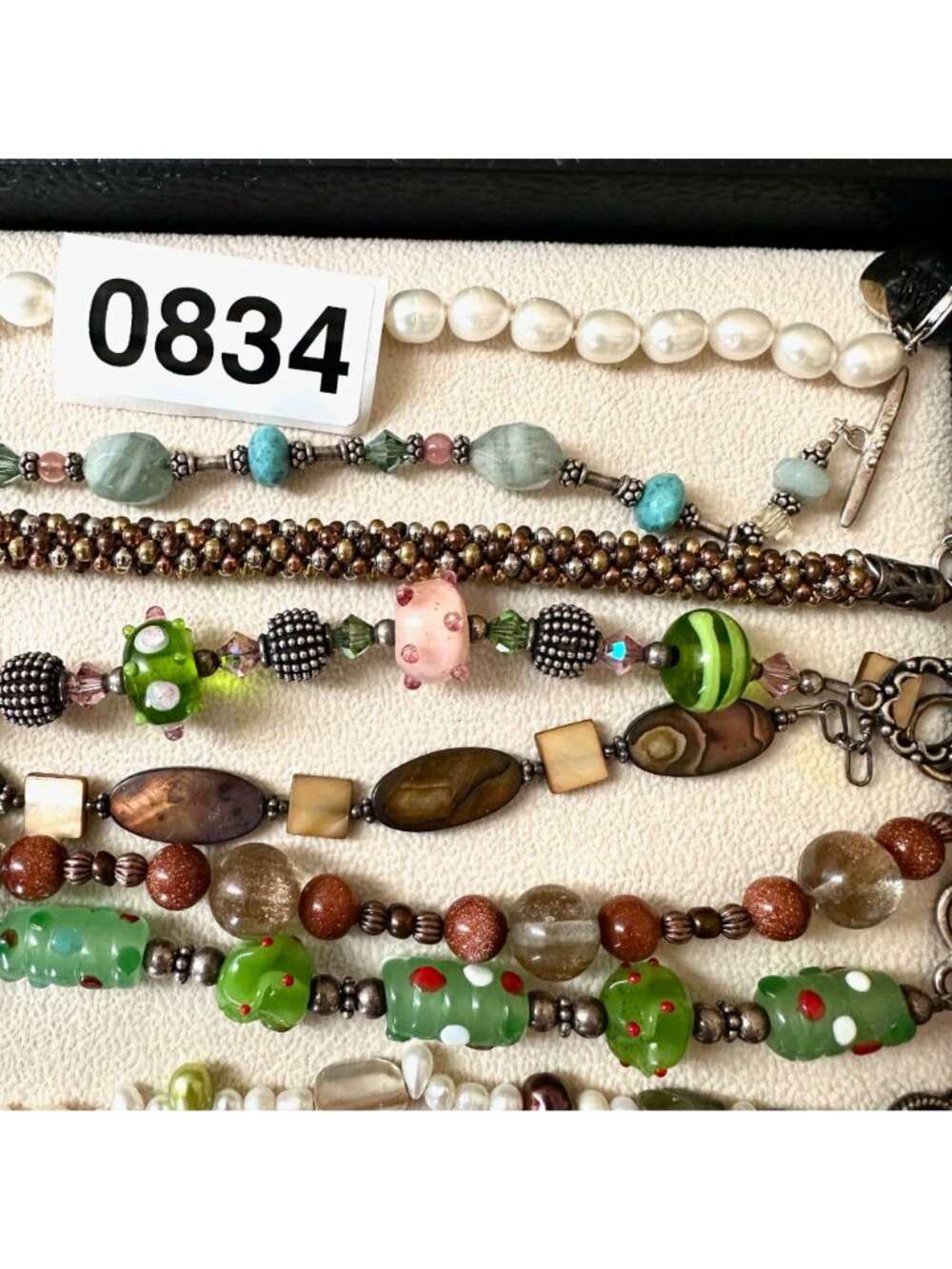 Jewelry Lot Bracelets Art Glass Gemstone Mixed Metals Untested - Picture 2 of 12